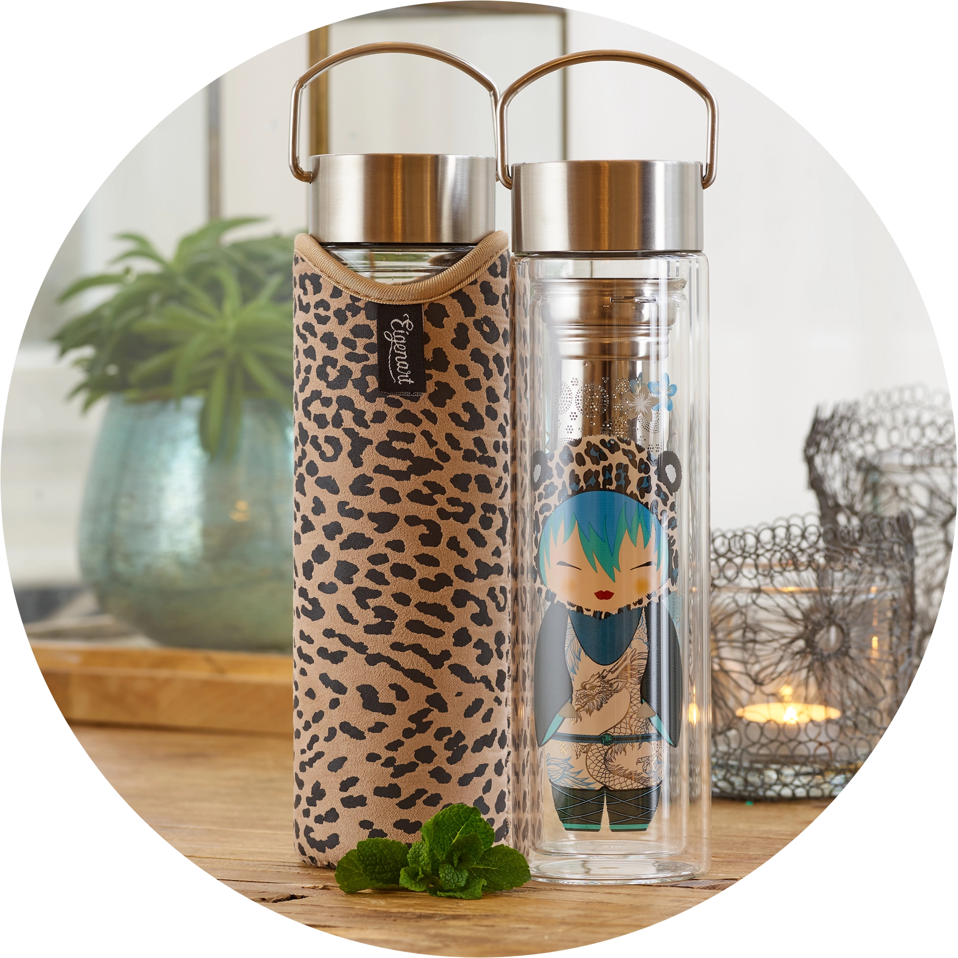 Glastrinkflasche Little animals Design